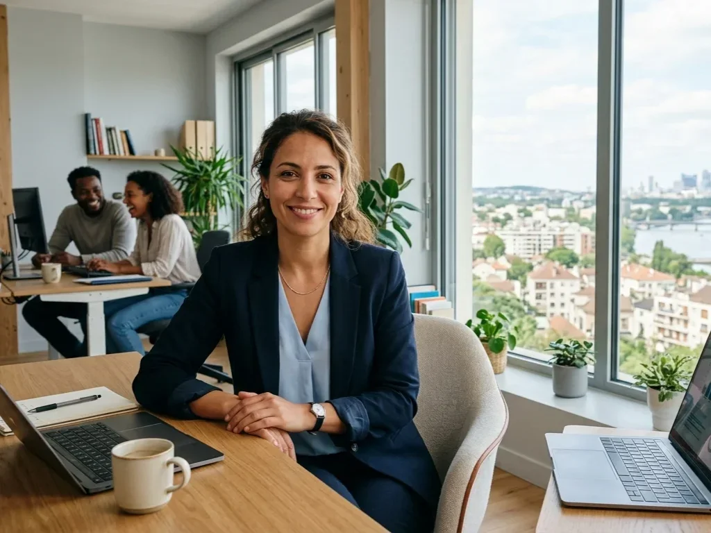 Karim Belaid, responsable de projets pour l'agence SEO Suresnes, dans un bureau au style technologique.