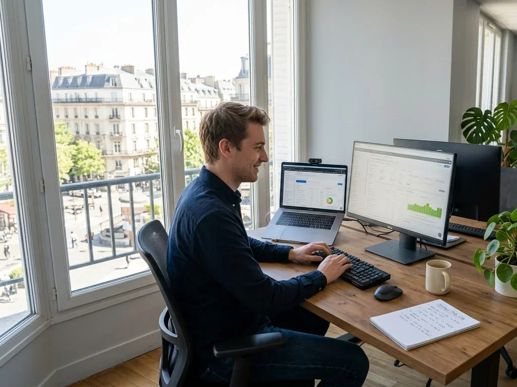 Hugo Lefèvre, développeur SEO à Suresnes, analyse la structure technique d'un site web.